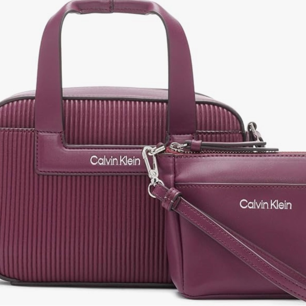 Calvin Klein Bette 2 in 1 Crossbody with Pouch Wristlet Eggplant